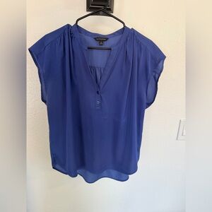 Banana Republic Royal Blue Short Sleeve V-Neck Blouse